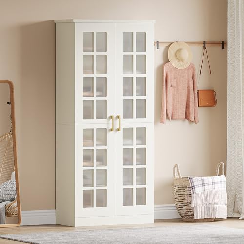 Image of Tribesigns Tall Shoe Cabinet Set of 2, 8-Tier Shoe Storage with Adjustable Shelves, Modern Shoe Organizer Shoe Rack Cabinet for Entryway, Hallway, Closet, Living Room, White