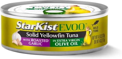 Image of StarKist E.V.O.O. Solid Yellowfin Tuna with Roasted Garlic and Extra Virgin Olive Oil - 4.5 oz Can (Pack of 6)