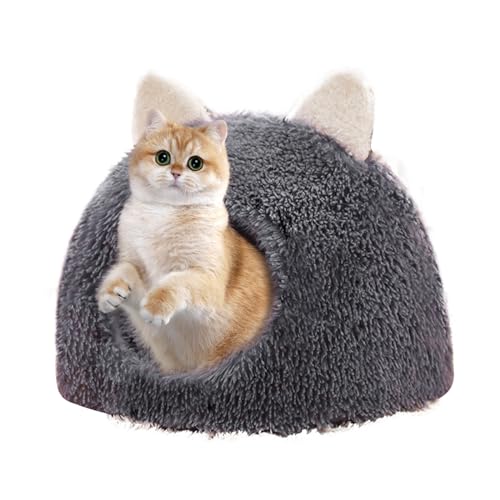 PETCUTE Cuccia Gatto Chiusa,Pieghevole Cuccia per Gatti Interno con Fondo Antiscivolo,Tenda per Gattini,Morbido Letto per Cani con Cuscino Lavabile,Letto per Gatti/Cani/Conigli/Cuccioli