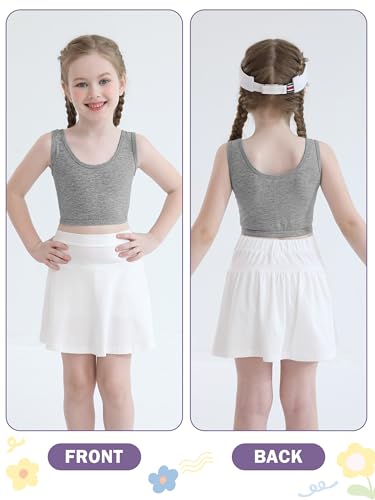 Poroka 12 Pack Girls Training Bras Girls Sports Bras for Teens 7-14 Years Old Multicolor Comfy Soft Sports Cotton Cropped4