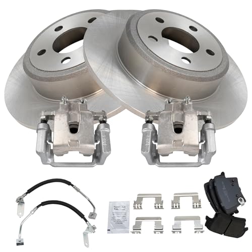 Image of TRQ Rear Brake Pad & Rotor Kit Semi-Metallic Compatible with 2009 Dodge Challenger