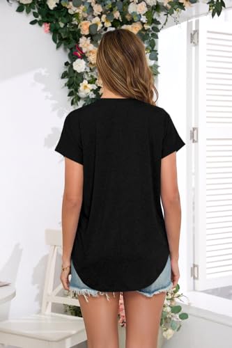 Image of Womens Summer Short Sleeve Tops High Low Loose Casual Basic T-Shirt