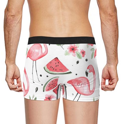 Men's Underwear Pink Flamingo Watermelons Flowers Boxer Briefs Breathable Comfortable4