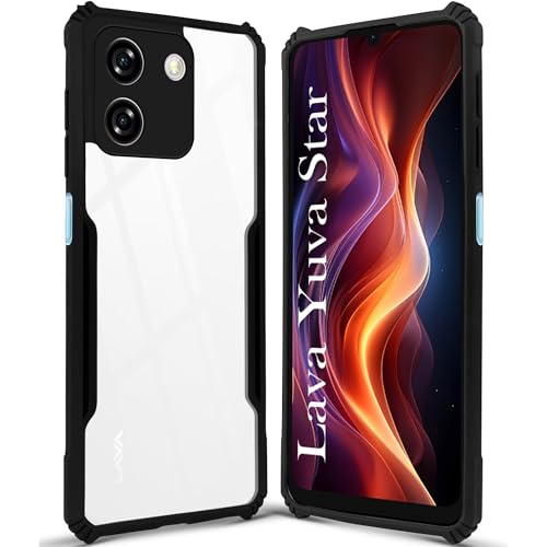 Image of Jkobi Back Cover Case for Lava Yuva Star (Shockproof with Polycarbonate Clear Panel | Professional Black)