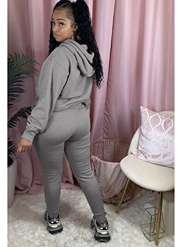 Kansoon 2 Piece Outfits For Women Pants Sets Solid Color Long Sleeve Sweatshirt And Elastic Waist Joggers Track Suits Dark Grey L #TOP2