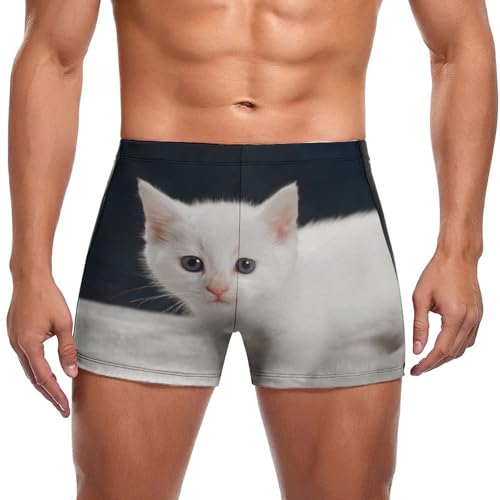 Boxer de bain homme chaton blanc mignon swimming trunks