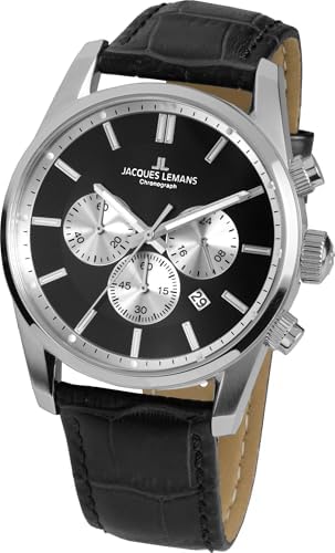 JACQUES LEMANS Men's Watch Solid Stainless Steel Chronograph 42-6