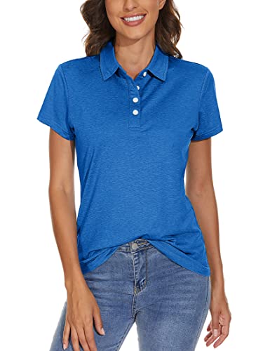 Tacvasen Polo Shirts For Women Dry Fit Casual Sports Short Sleeve T-Shirts Lightweight For Golf Ladies Activewear, Sea Blue, L #TOP3