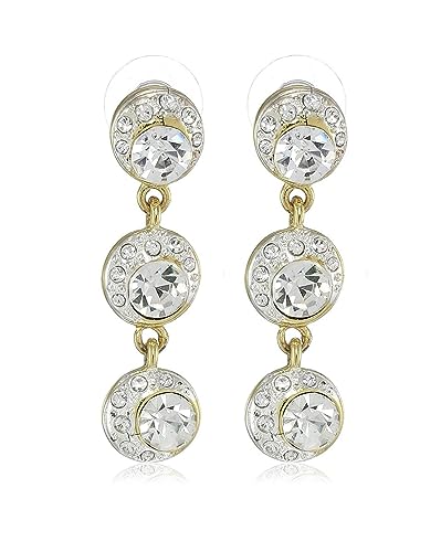 Estele Girls 24 Kt Gold and Silver Plated Crystal Solitaire Halo Dangle Earrings (6494) (B08D7PJ8M4) Amazon Price History, Amazon Price Tracker
