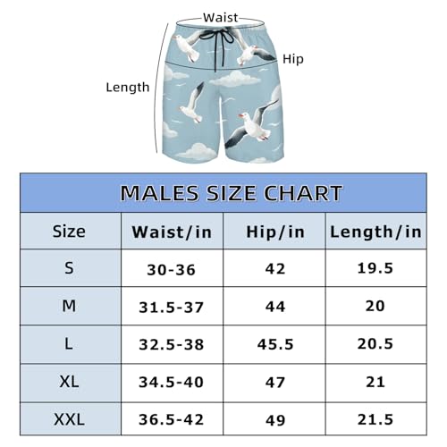 Men's Swim Trunks Size S Laughing Gull with Mesh Lining Soft Breathable Quick Dry Beach Shorts Grayish Blue 6