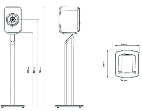 KEF LSX & LSX II S1 Floor Stand Grey Paire, Pied pour Haut-Parleur en Aluminium avec Gestion intégrée des câbles et Embouts pour LSX