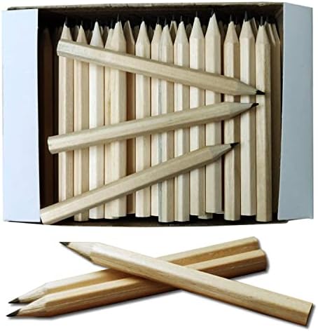 Pack of 144 Small Half Size Wooden HB Hexagonal Pencils for School, Golf, Bookies, Bingo, Office and DIY - Ideal Single Use Pencils - Eco Friendly  By Essential Arts