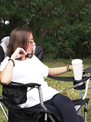 Kingcamp Heated W/Lumbar Support, Oversized Adults Padded Camping Chair Outdoor Autumn, 2Pack-Alloy Steel, Black/Gery #TOP1