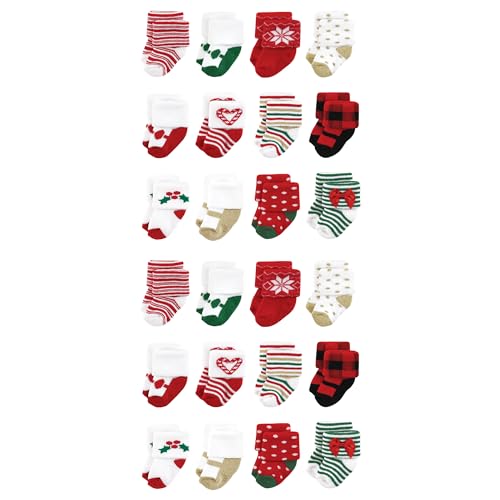 Hudson Baby Unisex Baby Cotton Rich Baby Terry Socks 24-Pack 12 Days Of Christmas Girl 12-24 Months