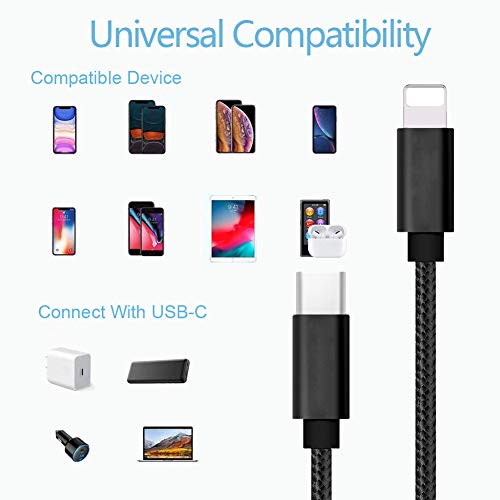 Cable cargador USB-C para teléfono 2 pack 2 pies negro miniatura 5
