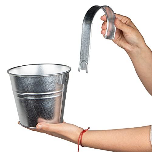 Brightmaison Lily Hanging Planter For Balcony & Garden Decor, Galvanized Plant Pots - Succulent Pots Set Of 5, Silver #TOP4