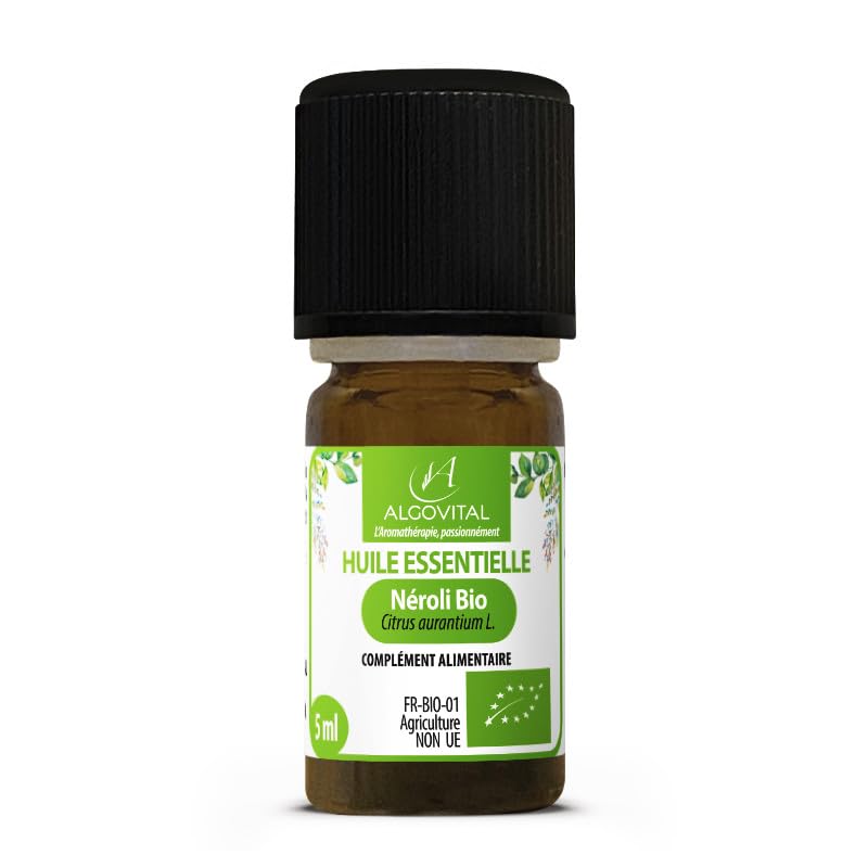 Néroli Bio Huile Essentielle - 100% Pure Certifiée Bio - HEBBD - Fleurs Oranger Amer - Parfum Floral Exquis - Méditerranée - 5 ml