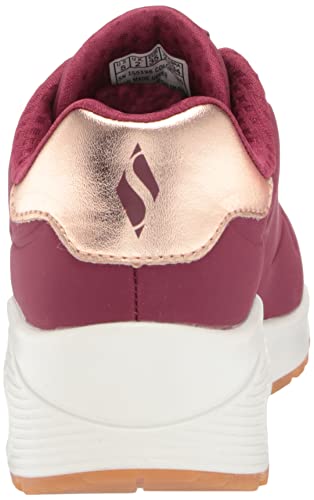 Skechers Women's Uno - Shimmer Away Wedge Slip-On Fashion Sneakers, Burgundy, 9