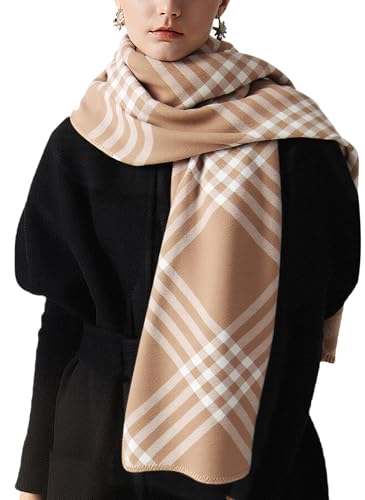 Ababalaya Women's Winter Checkered Scarf - Versatile, Warm, Thick, Faux Cashmere Plaid Oversized Shawl