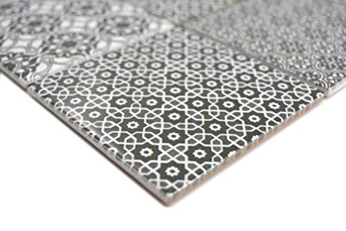 Azulejo de cerámica mosaico negro pared espejo cocina baño MOS22B-0303_f