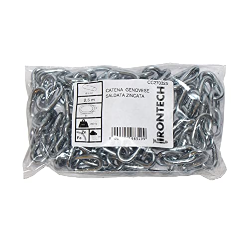 Chaîne génoise prédécoupée diamètre 5 mm en acier galvanisé 2,5 m.