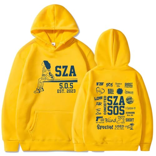 Sweatshirt SZA S.O.S en Coton Chaud avec Capuche Imprimée Good Days Noir