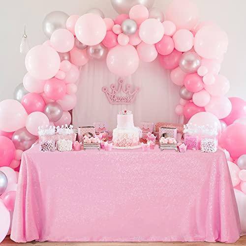 SoarDream Pink Sequin Tablecloth 60"x102" Baby Shower Glitter Table Cloth