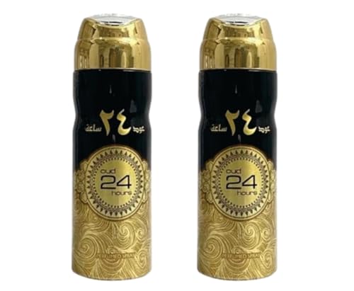 Oud 24 Hours For Men and Women | Pack of 2 - Oud 24 Hours Unisex Perfume Body Spray 200ml | Jasmine, Vanilla and Oud Arabian Fragrance | Oud 24 Hours Perfume Spray Made in Dubai by Sapphire’s choice