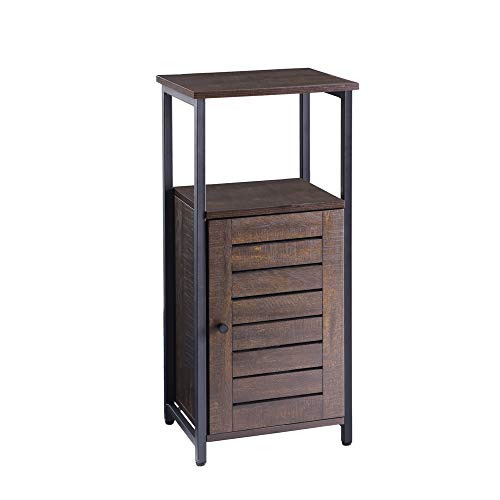 FIVEGIVEN Narrow Bathroom Storage Cabinet Rustic Industrial with Shutter Door/Shelf, Retro Espresso