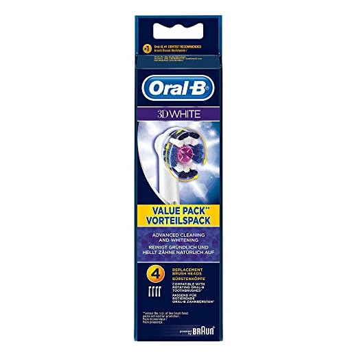 Oral-B äkta 3D vita ersättande tandborsthuvuden, påfyllningar för elektrisk tandborste, polerar för att ta bort fläckar för vitare tänder, paket med 4