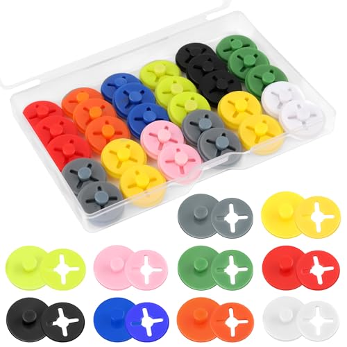 Coolrunner 40P Running Bib Clips, Clear Race Number Buckle, Race bib Clips Fixing System Triathlon Race Bib Holder for Runners Marathon, Skating, Track and Field (Colorful)