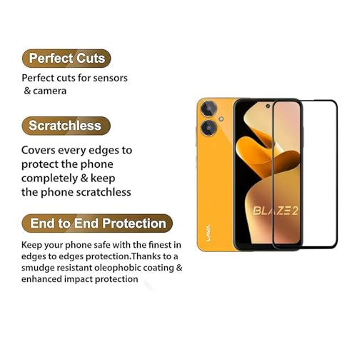 Image of DD SON Tempered Glass Screen Protector Compatible for Lava Blaze 2 (11D) with Edge to Edge Coverage and Easy Installation kit,Black