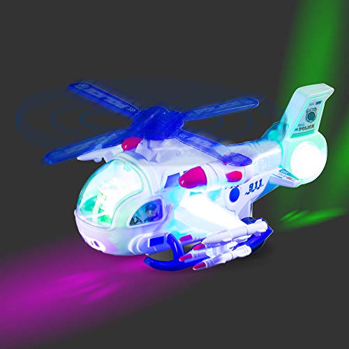 image for Zetz Brands Police Helicopter Toy for Kids with 4D Lights and Sounds -
