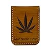 LaserGram Slim Magnetic Money Clip, Marijuana leaf, Personalized Engraving Included