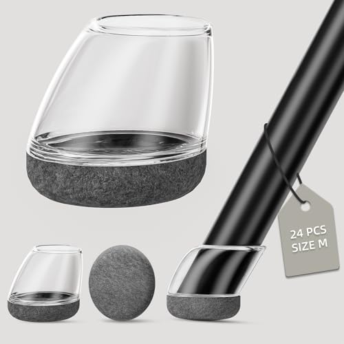 24 Pcs Chair Leg Floor Protectors, Round Silicone Felt Caps...