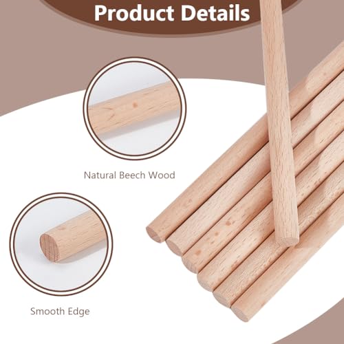 OLYCRAFT 12Pcs Round Wood Sticks 30cm Long Unfinished Beech Wooden Strips 10mm Round Dowels Strips Wooden Dowel Rod Natural Wood Sticks Model Accessories for Building Model DIY Craft Supplies - Image 4