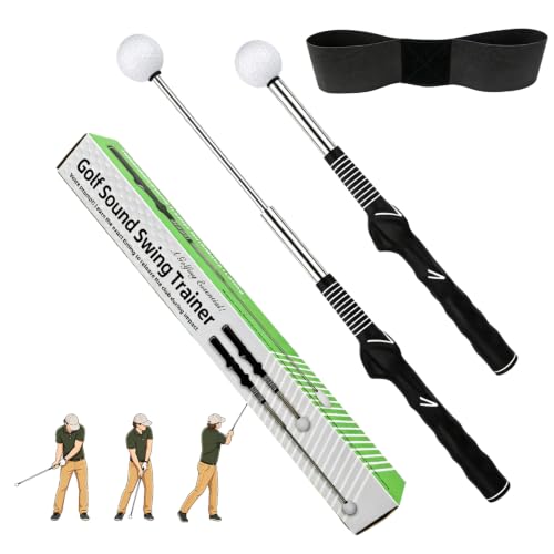 Retractable Golf Swing Trainer – Right-Handed Golf Grip Training Aid Swing Practice Tool for Beginners Strength Tempo Training for Chipping Hitting Indoor Outdoor Use (Right)