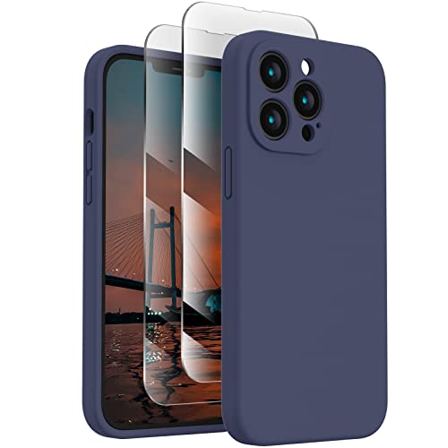 Image of FireNova Designed for iPhone 13 Pro Case, Silicone Upgraded [Camera Protection] Phone Case, Soft Anti-Scratch Microfiber Lining Inside, 6.1 inch, Navy Blue