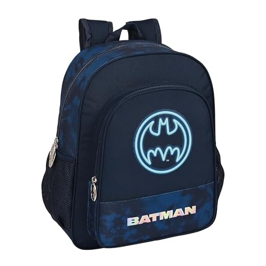 Safta BATMAN LEGENDARY - Mochila Escolar Niño, Mochila Infantil, Adaptable a Carro, Ideal para Niños en Edad Escolar, Cómoda y Versátil, Calidad y Resistencia, 32x12x38 cm, Color Azul Marino