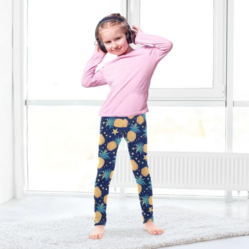 Wusikd Pineapples Girls' Leggings Toddler Doodles Stars Kids Yoga Pants Dance Active Tights 4T4