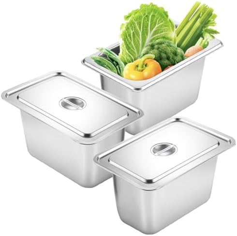 Lot de 3 bols alimentaires en acier inoxydable avec couvercle, ré...