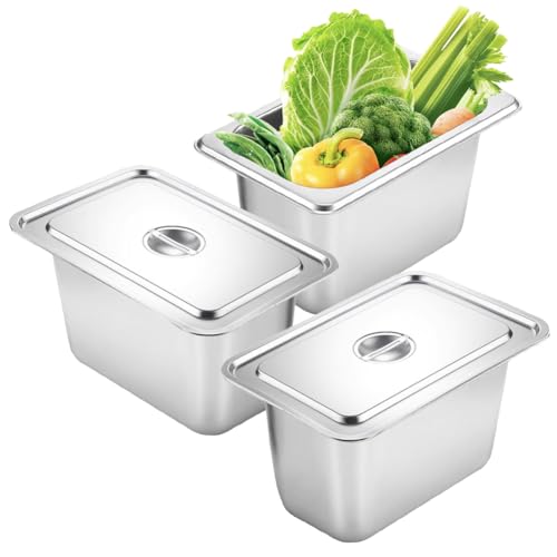 Lot de 3 bols alimentaires en acier inoxydable avec couvercle, ré...