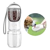 C-J-W 犬 水飲み器 ペット 水飲み 犬 散歩 おやつ 給水器 水槽付き 犬用品 犬用水入れ ウォーターボトル 350ml 大容量 水漏れ防止 高温耐性 携帯用飲み器 犬猫など 多種ペット適用 ホワイト