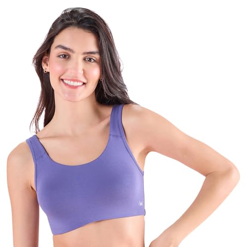 Image of NYKD NYB113 Cotton Non Padded Non Wired Full Coverage Slip On Everyday Bra Wide Straps Gentle Side Lift