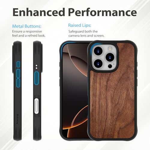 Coque en bois iPhone 16 Pro Belemay MagSafe antichoc - 4