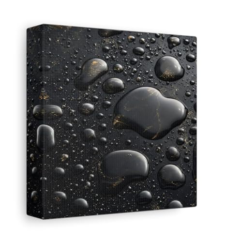 Canvas abstrait gouttes noir et or 15x15 cm haut de gamme