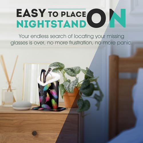 Image of Pack of 2 Plush Lined Eyeglasses Holder Stand Protective Glasses Case For Desks Or Nightstands