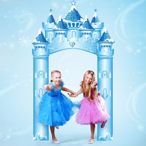 Image of Funrous Door Banner Party Decor Porch Banner Door Sign Set Photo Booth Props Backdrops for Birthday Baby Shower Outdoor Indoor House Porch Decorations(Blue,Princess)