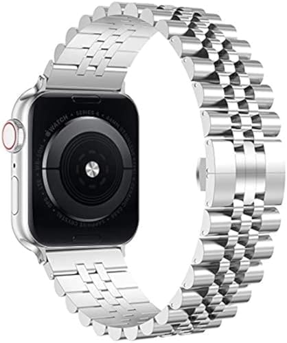 Wolait Compatible with Apple Watch Bands 42mm (Series 11 10 )41mm 40mm 38mm, Stainless Steel Heavy iWatch Bands with Butterfly Folding Clasp Link Bracelet for Series 9/8/7/6/5/SE3/2/1 Women Men,Silver
