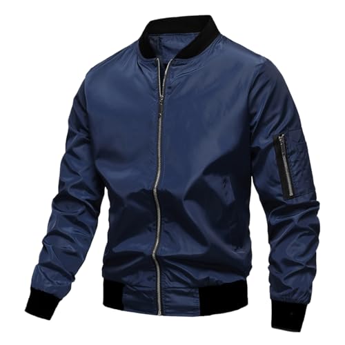 Chaqueta de entretiempo para hombre, otoño, clásica, cortavientos, chaqueta bomber, para el tiempo libre, corte regular, chaqueta de aviador, chaqueta informal, chaqueta de piloto, chaqueta ligera con